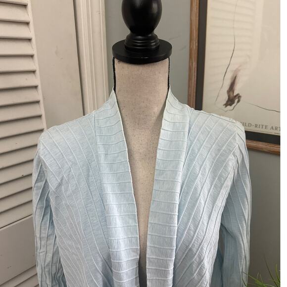 FOCUS Womens Cardigan Light Blue Open Textured Cotton Lagenlook Boho Capsule S - Picture 3 of 10